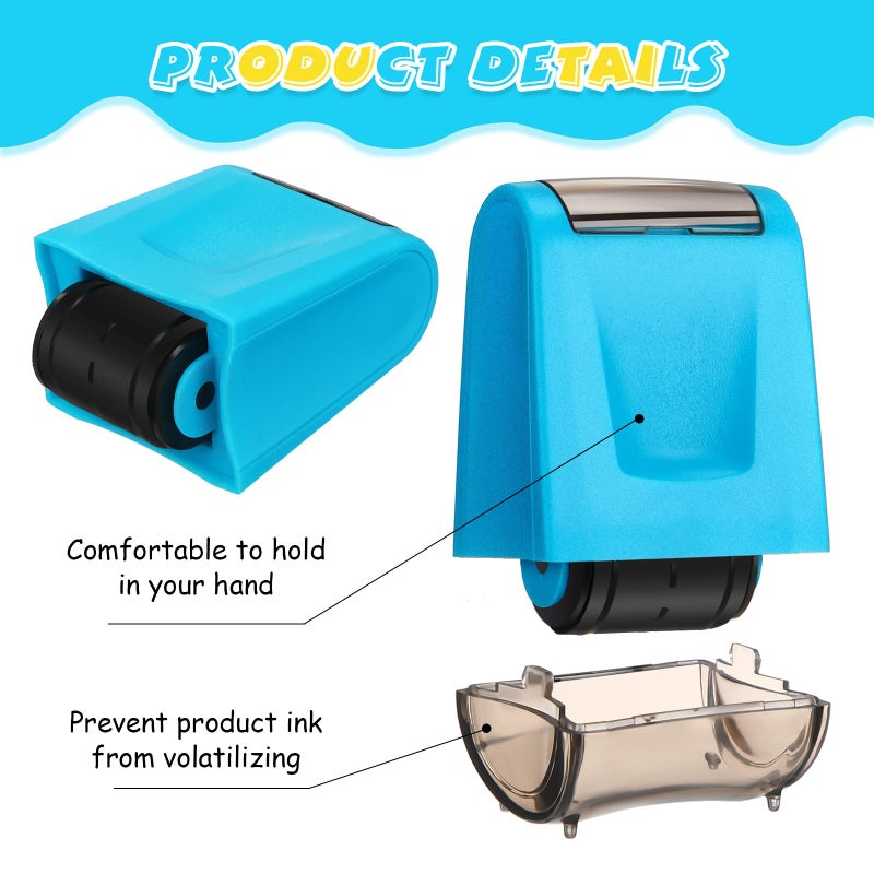 Sherr 2 Pcs Roller Stamps for Teacher Classroom Must Haves Dashed Line Handwriting Stamp Roller Back to School Gift for Kid Preschool Kindergarten Education(2.72 x 2.44 x 1.54 Inch,Yellow, Blue) - Image 4