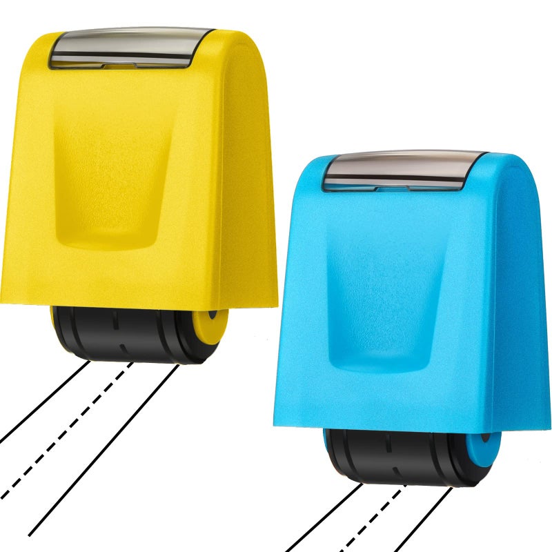 Sherr 2 Pcs Roller Stamps for Teacher Classroom Must Haves Dashed Line Handwriting Stamp Roller Back to School Gift for Kid Preschool Kindergarten Education(2.72 x 2.44 x 1.54 Inch,Yellow, Blue) - Image 1