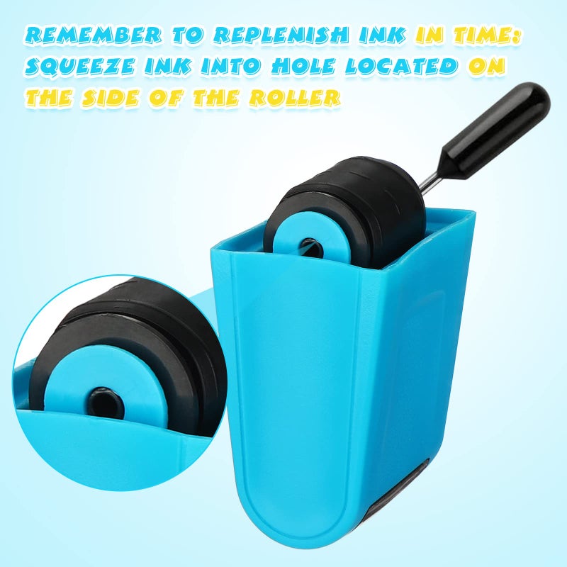 Sherr 2 Pcs Roller Stamps for Teacher Classroom Must Haves Dashed Line Handwriting Stamp Roller Back to School Gift for Kid Preschool Kindergarten Education(2.72 x 2.44 x 1.54 Inch,Yellow, Blue) - Image 5