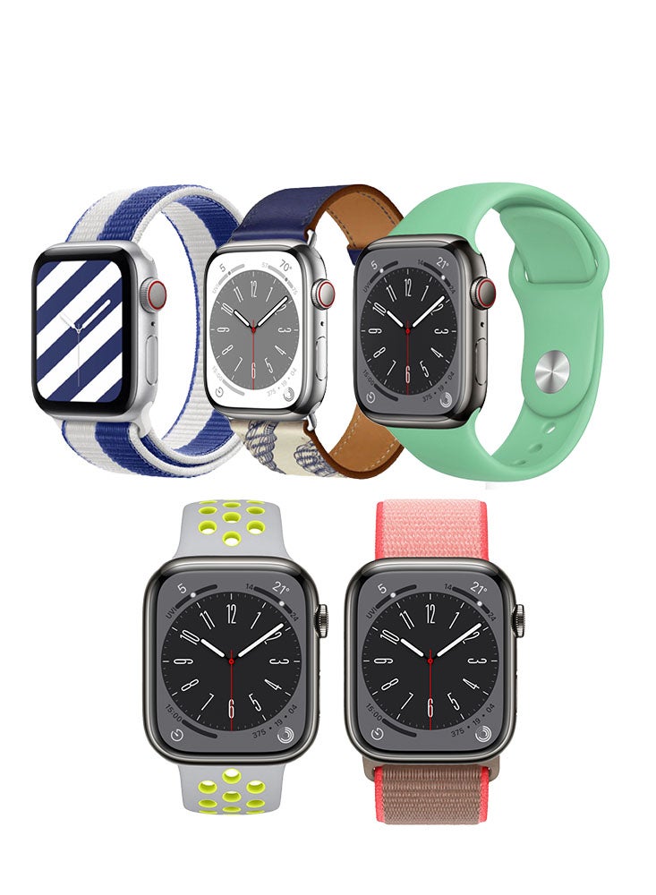 Perfii 5pcs Watch Bands Replacement for Apple Watch Strap Compatible with Apple Watch 42/41/40/38mm Series 10/9/8/7/6/5/4/SE - Image 1