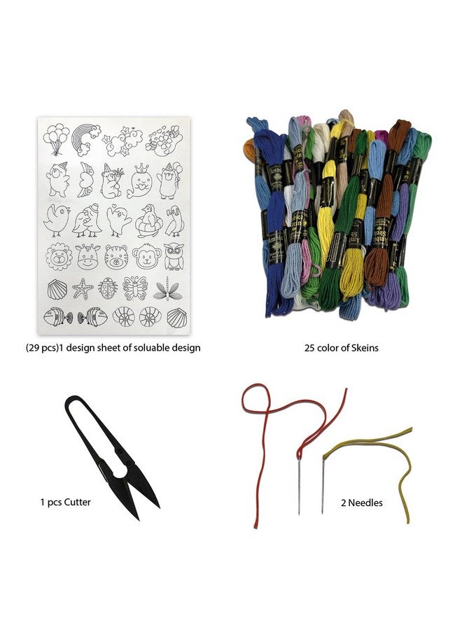 Embroiderymaterial Stick and Stitch Embroidery Patches Patterns, Water Soluble Wash Away Embroidery Transfer Stabilizer Paper with Pre-Printed Designs, Threads, Needle & Cutter for Sewing - Image 2