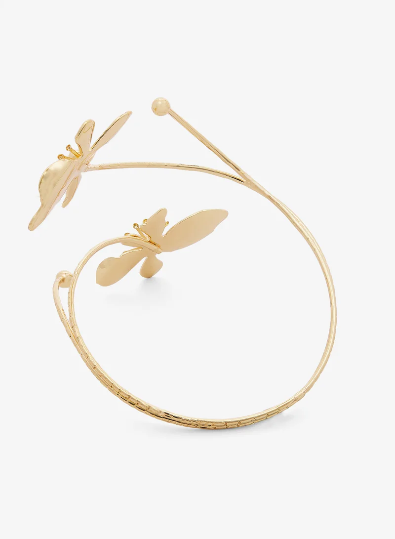 Ginger Floral Shaped Gold Arm Cuff