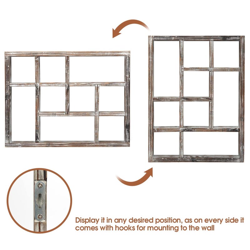 J JACKCUBE DESIGN Rustic Multi-Slot Shelf Cube Display 9 Compartment Shadow Box Wall mountable Shelf for Collection Square Freestanding Case Farmhouse DÃ©cor - MK570A (Rustic Wood) - Image 5