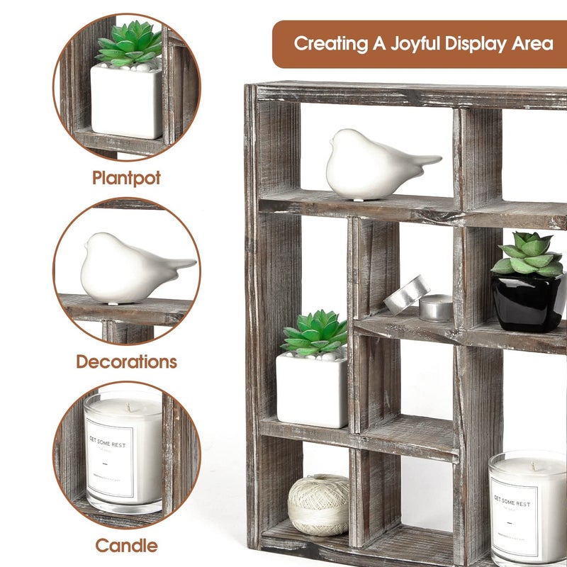 J JACKCUBE DESIGN Rustic Multi-Slot Shelf Cube Display 9 Compartment Shadow Box Wall mountable Shelf for Collection Square Freestanding Case Farmhouse DÃ©cor - MK570A (Rustic Wood) - Image 4