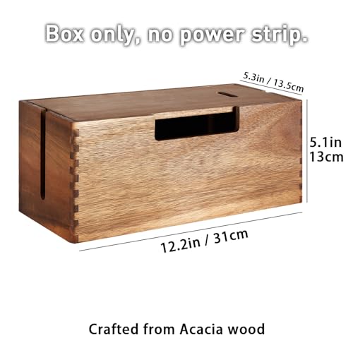 LiTY Acacia Wood Cable Management Box Wooden Cord Hider Organizer for Power Strip Electrical Hiding TV Wires Desk Floor Cables Office Under Desk Cable Storage Box for Wire - Image 3