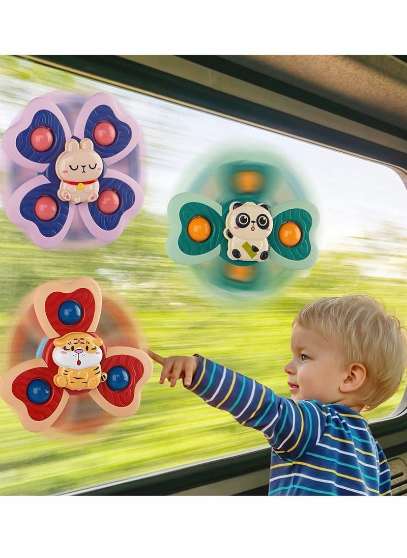 NIBEMINENT - Baby Spinner Toy with Suction Cup 3 Pack Bath Toys Cartoon Spinning - Image 1