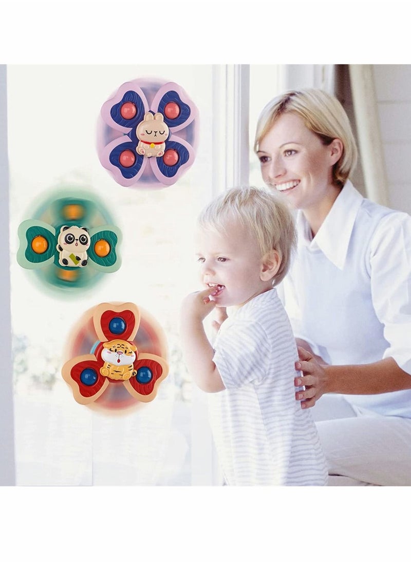 NIBEMINENT - Baby Spinner Toy with Suction Cup 3 Pack Bath Toys Cartoon Spinning - Image 1