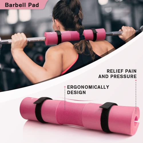 RitFit Upgraded 7 Pack Barbell Squat Pad Set with Resistance Band,2 Safety Straps,2 Gym Ankle Straps and Carry Bag,Workout for Lunges, Hip Thrusts,Protect Neck Shoulder(Pink) - Image 4