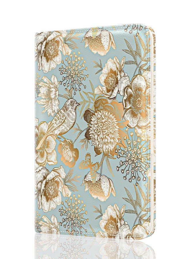 Rouidr Womens Wallet, RFID Small Wallet for Women, Cute Slim Bifold Leather Pocket Credit Card Wallet Ladies Mini Purse with Zipper Coin Pocket & ID Window, Flower Birds, 4.29 x 3.58 x 0.59 inches - Image 1