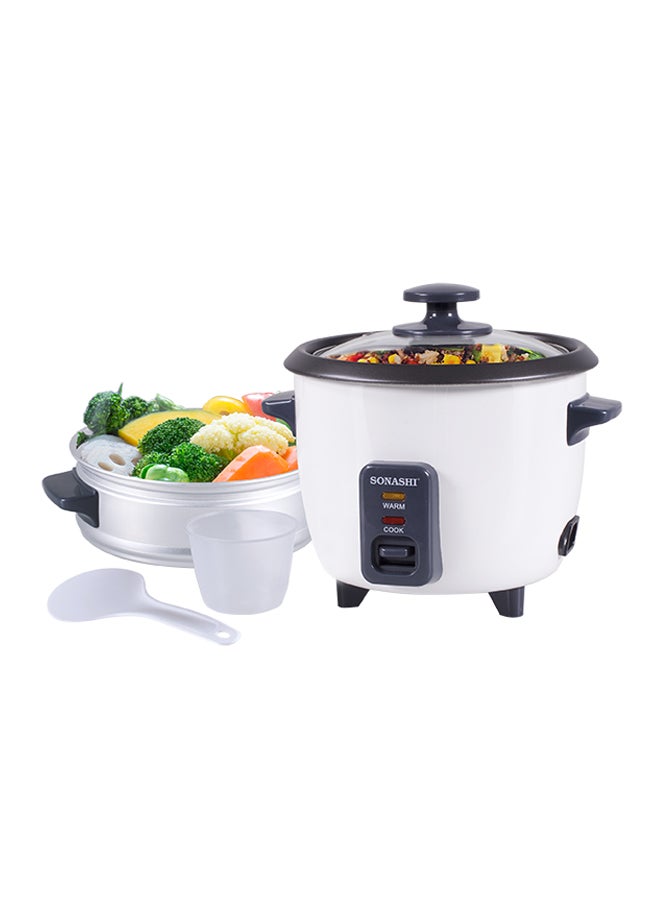 SONASHI 1.8L Rice Cooker with Steamer - Metal Housing with Tempered Glass Lid | Non-Stick Coating & Automatic Shut Off | Featured with Cool Touch Body and Keep Warm Function 1.8 L 700 W SRC-318B Black/White - Image 5