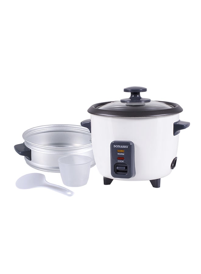 SONASHI 1.8L Rice Cooker with Steamer - Metal Housing with Tempered Glass Lid | Non-Stick Coating & Automatic Shut Off | Featured with Cool Touch Body and Keep Warm Function 1.8 L 700 W SRC-318B Black/White - Image 3