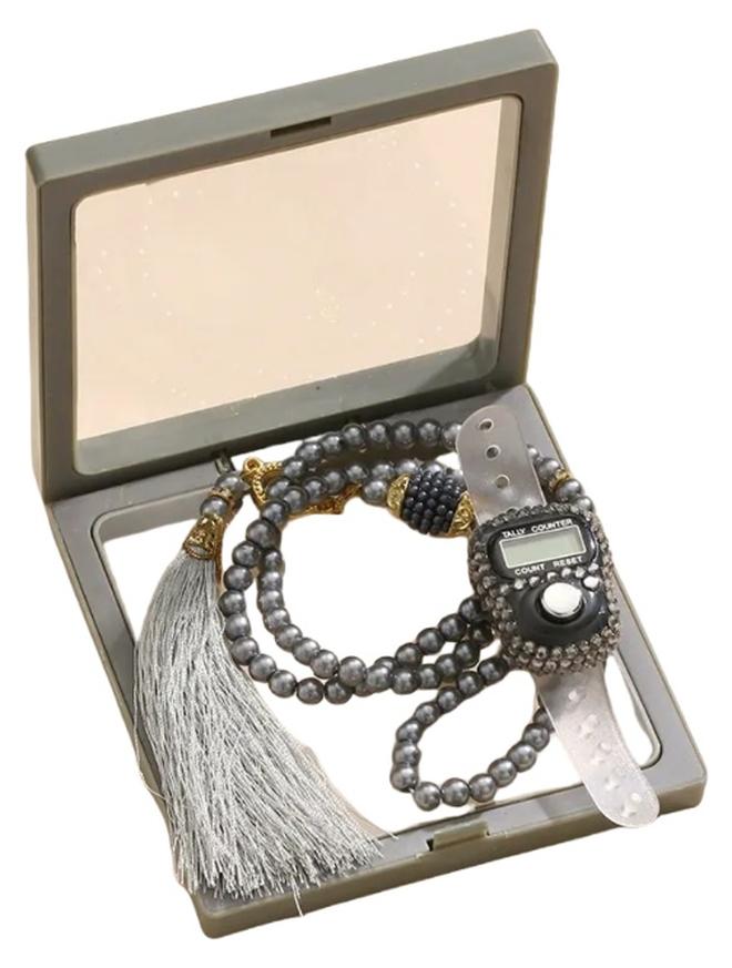 99 Prayer Bead Counting Set - Natural Stone Pray Tasbih, Pray Beads, Misbaha Tasbih for Meditation  Islamic Worship with Gift Box Ramadan Gift, Eid Present, Muslim Prayer Accessory - Image 1