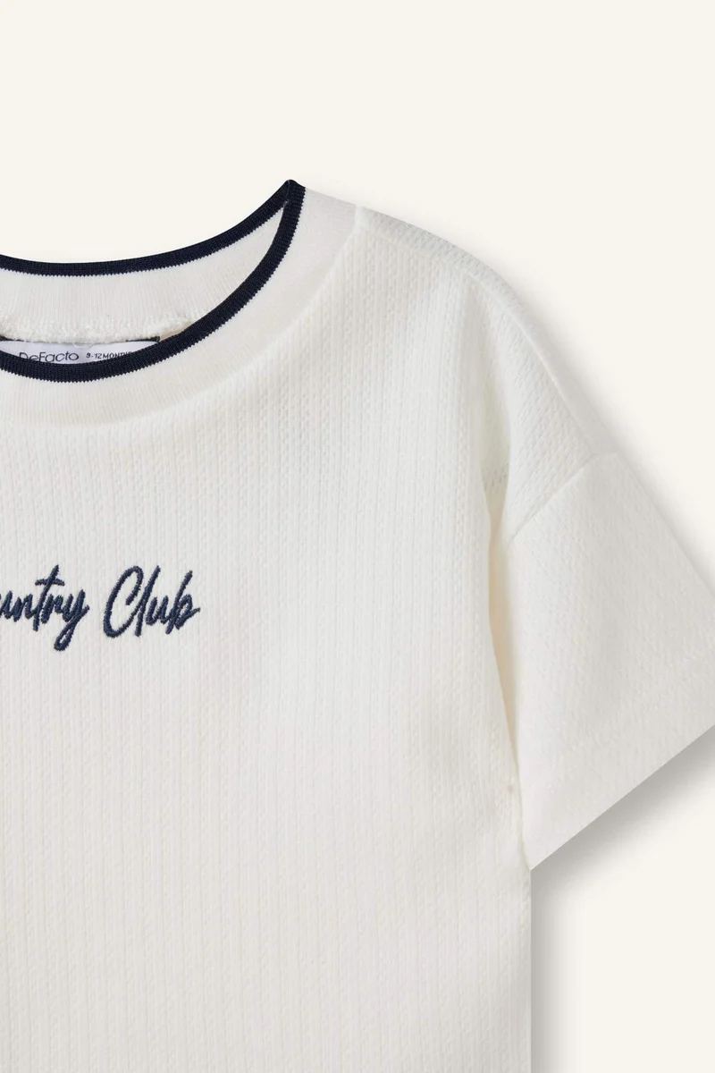 ديفاكتو Baby Boy Regular Fit Slogan Short Sleeve T-Shirt