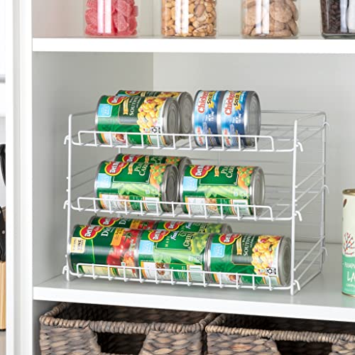 Smart Design Can Organizer for Pantry – Perfect for Kitchen Organization, Refrigerator, Cabinet, Spice Rack – 3 Tier Adjustable Can Storage - Steel Metal Shelves – Holds Up to 36 Cans - White - Image 2