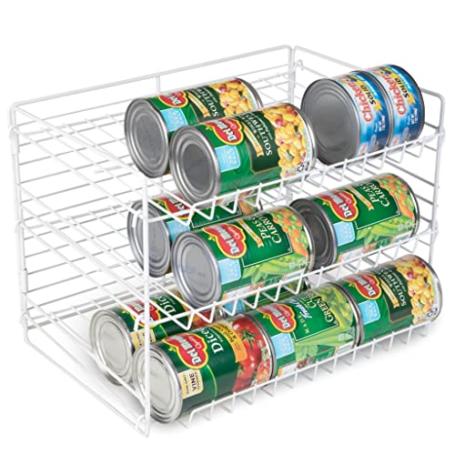 Smart Design Can Organizer for Pantry – Perfect for Kitchen Organization, Refrigerator, Cabinet, Spice Rack – 3 Tier Adjustable Can Storage - Steel Metal Shelves – Holds Up to 36 Cans - White - Image 1
