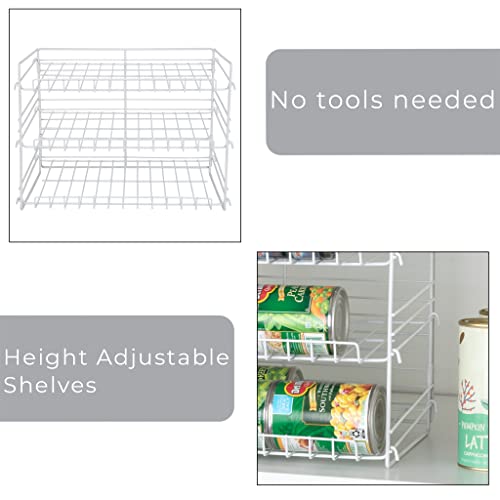 Smart Design Can Organizer for Pantry – Perfect for Kitchen Organization, Refrigerator, Cabinet, Spice Rack – 3 Tier Adjustable Can Storage - Steel Metal Shelves – Holds Up to 36 Cans - White - Image 4
