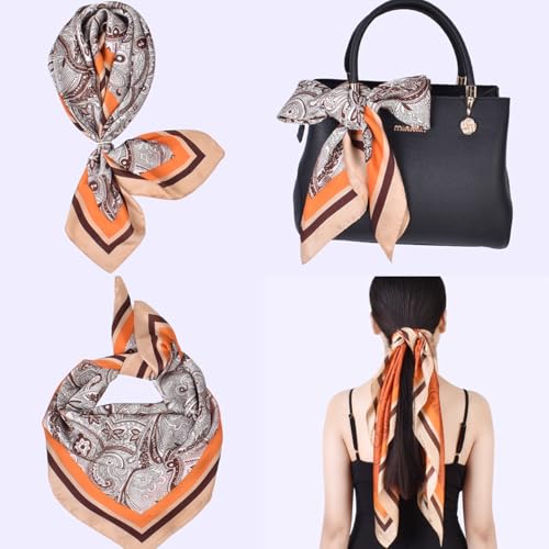 K-Elewon 35" Large Women's Satin Square Silk Feeling Hair Scarf Wrap Headscarf SK094-05 - Image 5