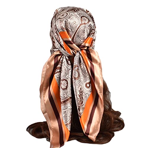 K-Elewon 35" Large Women's Satin Square Silk Feeling Hair Scarf Wrap Headscarf SK094-05 - Image 1