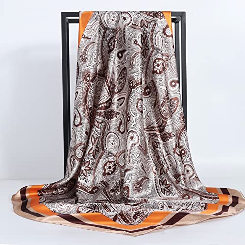 K-Elewon 35" Large Women's Satin Square Silk Feeling Hair Scarf Wrap Headscarf SK094-05 - Image 2