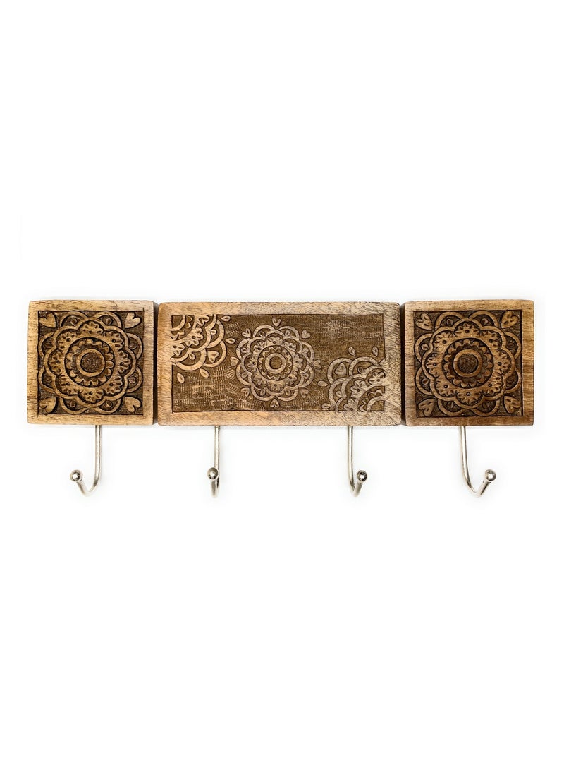 Souq DESIGNS Wall Hooks Entryway Key Organizer Decorative Holder for Kitchen Hanger and Key Storage - Rustic Wooden Design for Organizing Keys, Key Chains, and Accessories Set of 3 Key Holder - Image 3