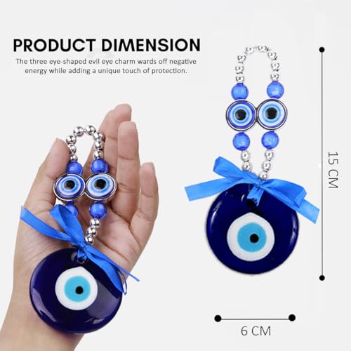 PACKNBUY Turkish Evil Eye Nazar Battu Hanging for Home Entrance Main Door Good Luck Decor Feng Shui Protection Charm Positive Energy Vastu Wall Hanging for Office Shop Car Mirror - Image 4