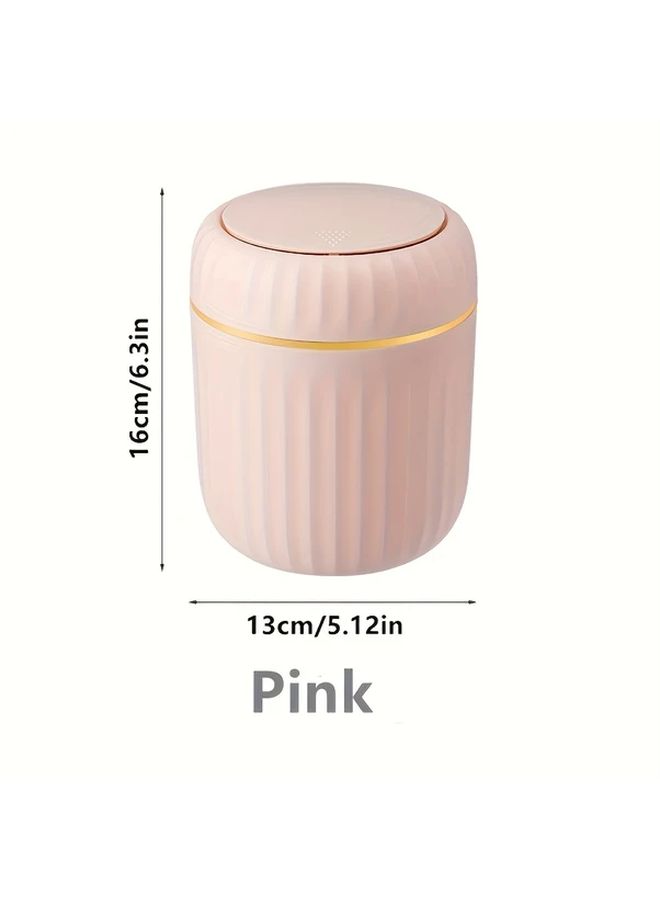 1pc Compact Press Top Mini Trash Can Durable PP Material White Desktop Waste Basket With Lid For Office Bedroom Living Room Home Use Desk - Image 2