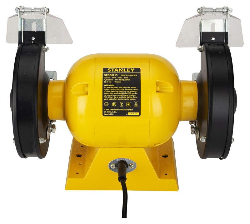 Stanley STANLEY STGB3715 373W 152mm Bench Grinder Yellow with 2 Eye Shields  - Image 2