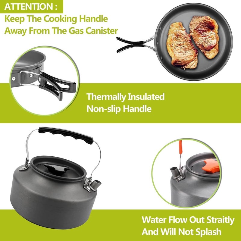 DPCR 14 - Piece Camping Cookware Mess Kit with Spoon Set, Lightweight Nonstick Pot & Pan Set with Spork, Bowls, Knife & Travel Bag, Compact Outdoor Cooking Gear for Backpacking, Hiking, Scouts - Image 5