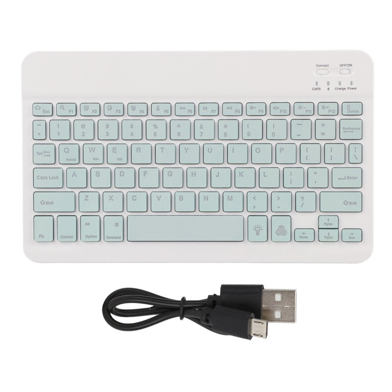 Wireless Bluetooth Keyboard: 10-Inch Widened Light Green Ultrathin RGB Backlit Quiet Keys - Brushed Metal Non-Slip Scissor Keyboard With 44 Hours Continuous Use For Home Office Travel Tablet Desktop P - Image 1