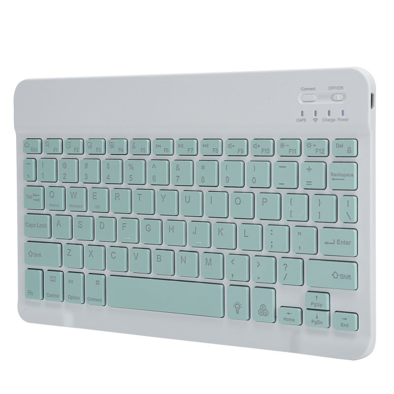 Wireless Bluetooth Keyboard: 10-Inch Widened Light Green Ultrathin RGB Backlit Quiet Keys - Brushed Metal Non-Slip Scissor Keyboard With 44 Hours Continuous Use For Home Office Travel Tablet Desktop P - Image 3