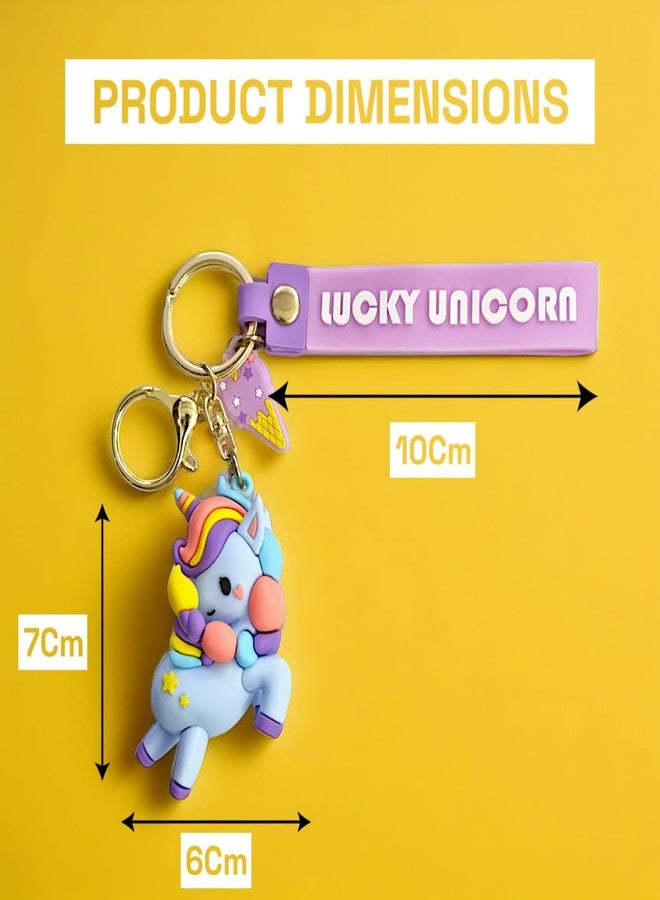 RIANZ Unicorn Cute Keychain Gift - Kawaii Anime Key chain Charms Accessories for Backpack Car Key rings for Kids Girls (Blue with Pony) - Image 4