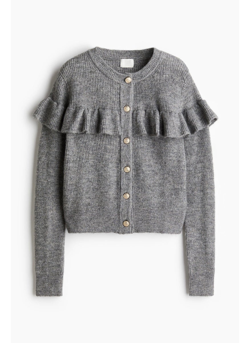 H&M Frill-Trimmed Rib-Knit Cardigan  - Image 4