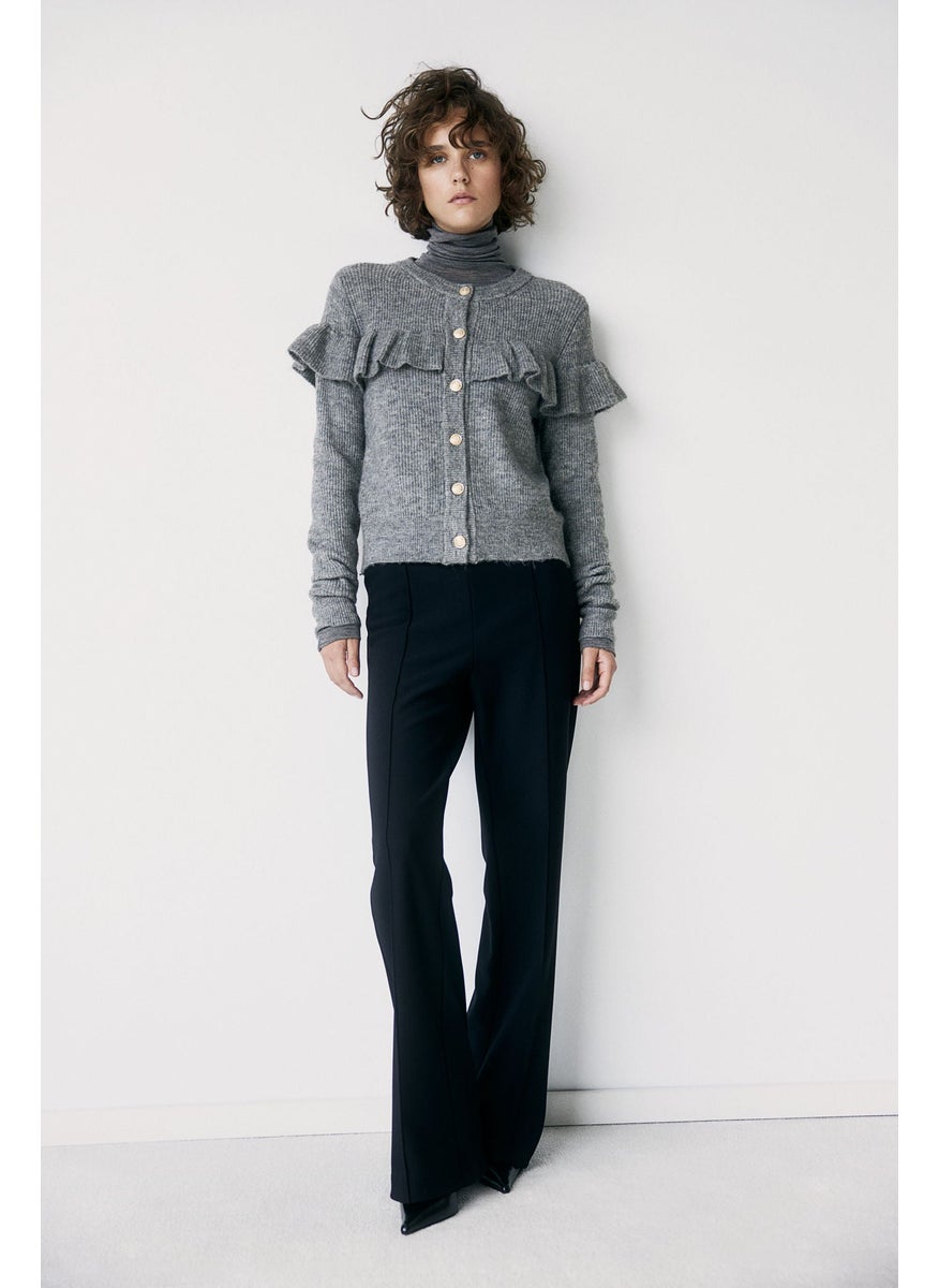 H&M Frill-Trimmed Rib-Knit Cardigan  - Image 1