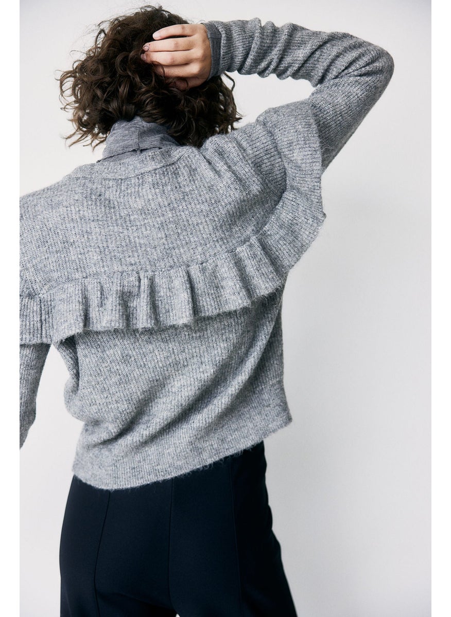 H&M Frill-Trimmed Rib-Knit Cardigan  - Image 2