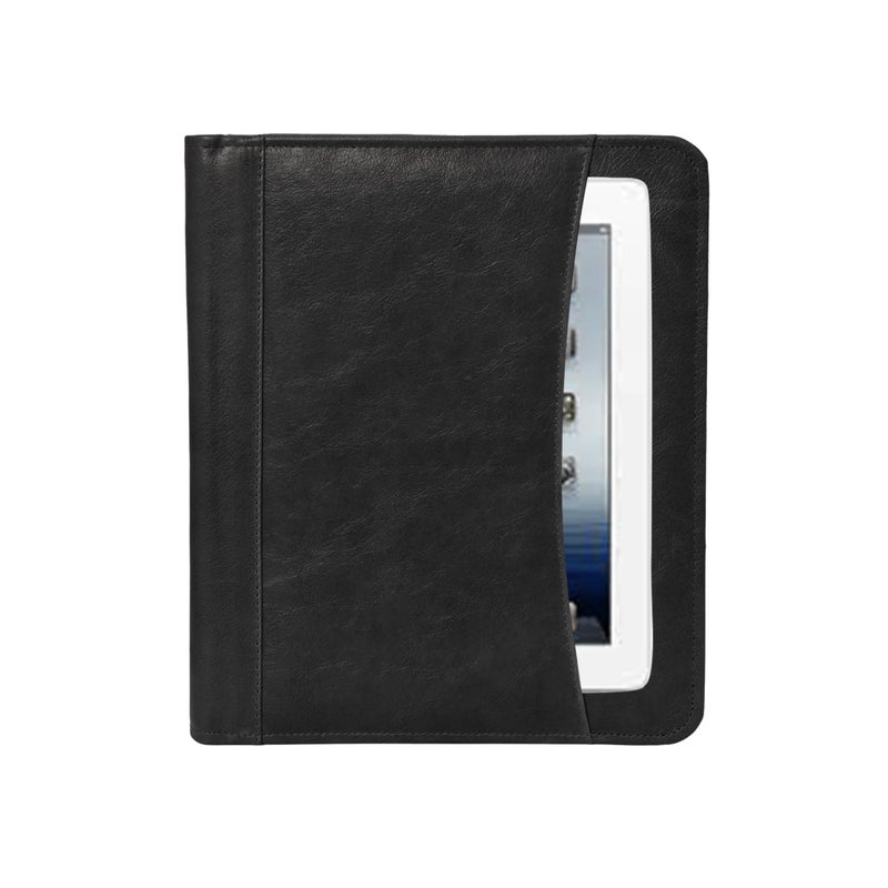 Jajmo Legacy Leather Business Portfolio Padfolio Document Organizer with Writing Pad Resume Professional Interview Zipper Writing Notepad Folder for Men Women (Black) - Image 1