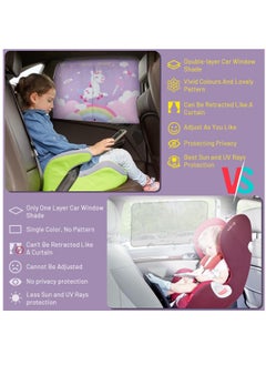 Excefore Car Window Shade for Baby, Magnetic Double Layer Car Sun Shade for Side Windows Full Shade & Half Shade Options Cartoon Patterns Car Window Curtain for Heat Or UV Protection, Purple-Unicorn  - Image 4