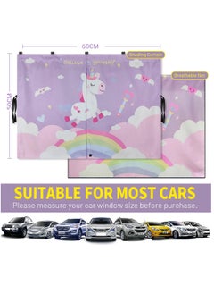Excefore Car Window Shade for Baby, Magnetic Double Layer Car Sun Shade for Side Windows Full Shade & Half Shade Options Cartoon Patterns Car Window Curtain for Heat Or UV Protection, Purple-Unicorn  - Image 5