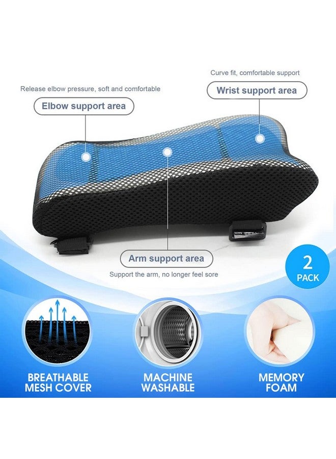 Hannea 2Pcs Chair Armrest Pads For Office Chair Gaming Chair Armrest Cover Cooling Gel Ergonomic Elbow Pillow Memory Foam Arm Rest Pads Pressure Relief Thick Arm Support Cushion, Black - Image 2