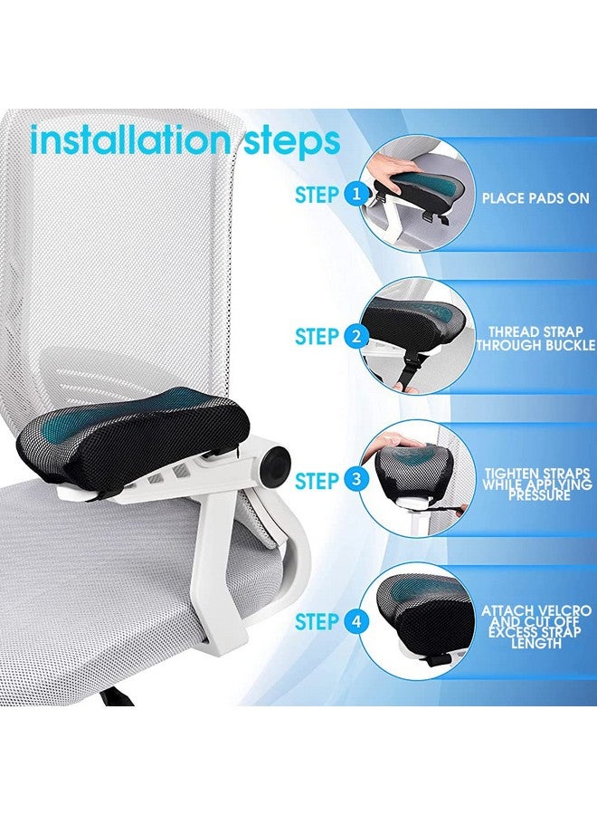 Hannea 2Pcs Chair Armrest Pads For Office Chair Gaming Chair Armrest Cover Cooling Gel Ergonomic Elbow Pillow Memory Foam Arm Rest Pads Pressure Relief Thick Arm Support Cushion, Black - Image 4