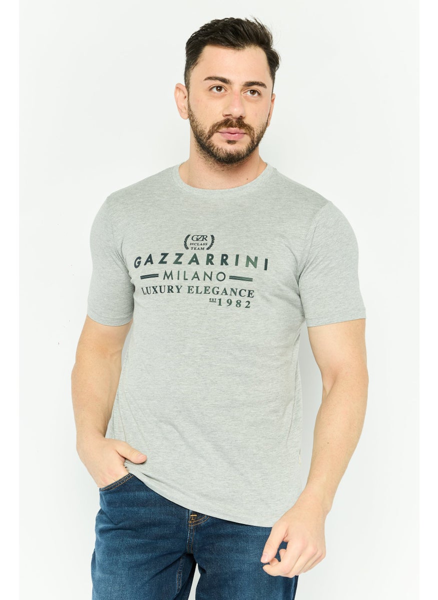 Gazzarrini Men Crew Neck Short Sleeves Graphic Print T-shirt, Grey  - Image 1