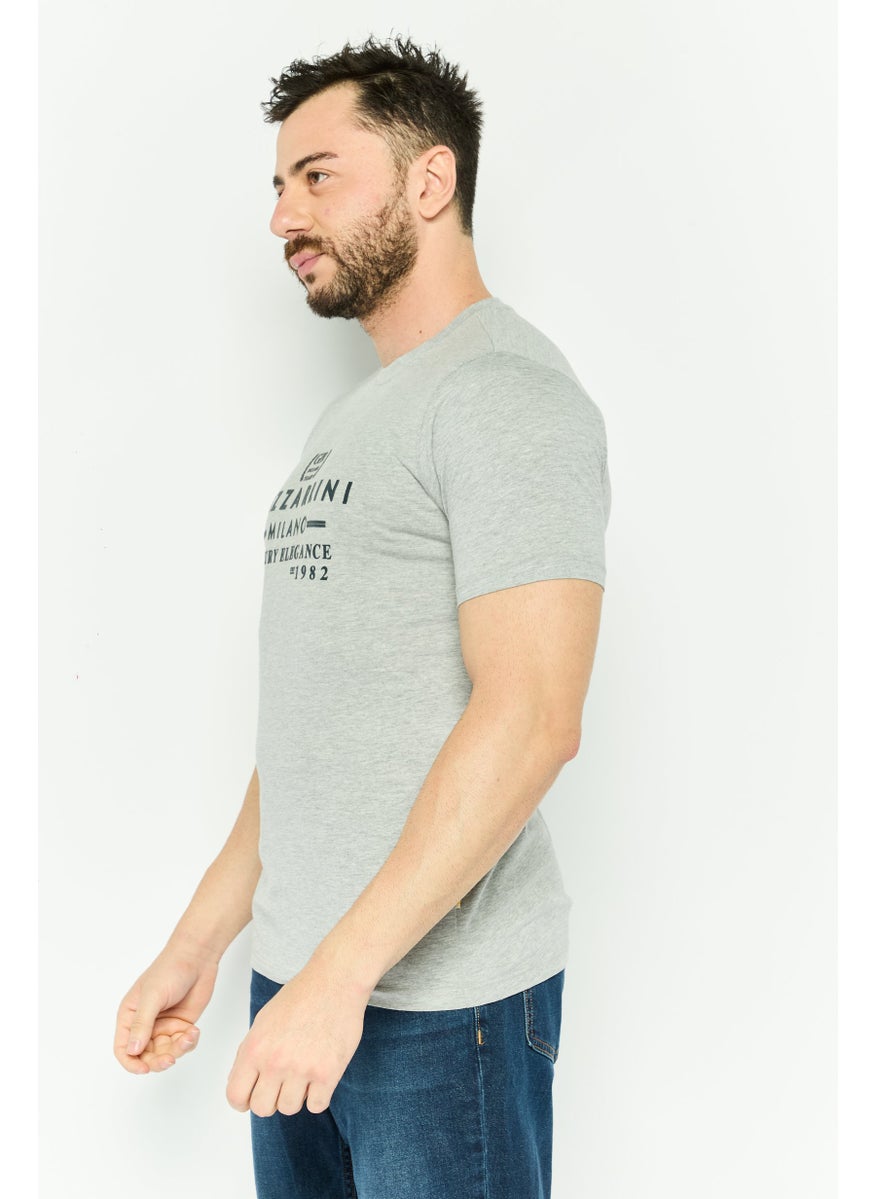Gazzarrini Men Crew Neck Short Sleeves Graphic Print T-shirt, Grey  - Image 3
