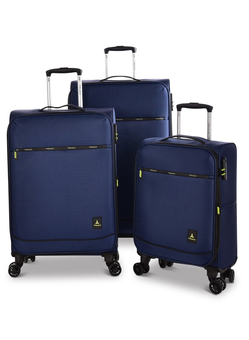 Track Luggage set Soft Fabric Trolley Travel Bag 4 double wheels, LG001/3P - Image 1