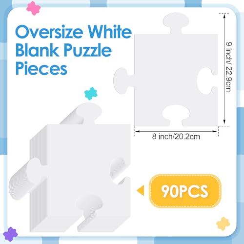 Sonwyoung 60 Pcs Large White Blank Puzzle Pieces Bulk to Draw on Make Your Own Jigsaw Puzzle Pieces Giant Double Blank White Papers for Kids Adult DIY Arts and Crafts Projects 8 x 9 Inch - Image 5