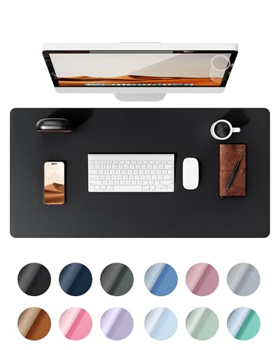 YSAGi Leather Office Desk Pad Protector, Large Mouse Pad, Non-Slip, PU Leather, Laptop Desk Blotter, Waterproof Writing Pad for Office and Home, Black, 23.6" x 13.8" - Image 1