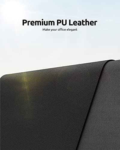 YSAGi Leather Office Desk Pad Protector, Large Mouse Pad, Non-Slip, PU Leather, Laptop Desk Blotter, Waterproof Writing Pad for Office and Home, Black, 23.6" x 13.8" - Image 2