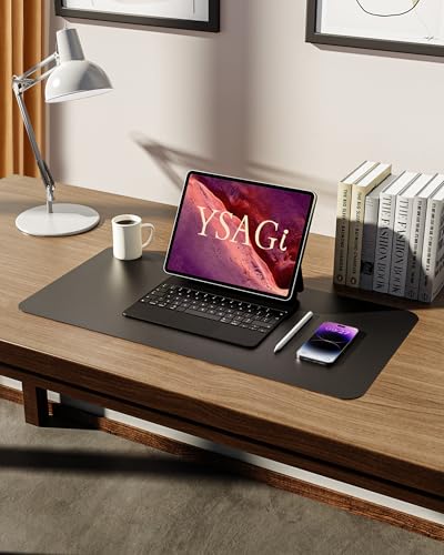YSAGi Leather Office Desk Pad Protector, Large Mouse Pad, Non-Slip, PU Leather, Laptop Desk Blotter, Waterproof Writing Pad for Office and Home, Black, 23.6" x 13.8" - Image 5