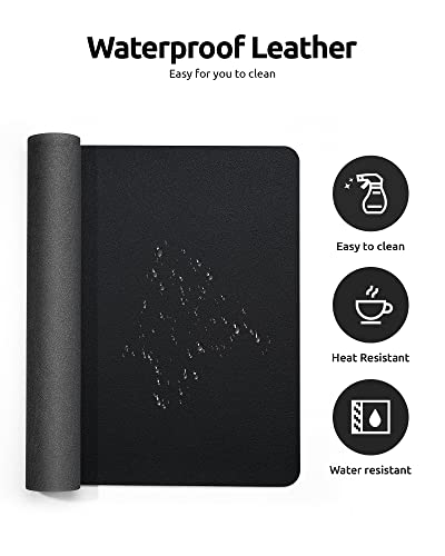 YSAGi Leather Office Desk Pad Protector, Large Mouse Pad, Non-Slip, PU Leather, Laptop Desk Blotter, Waterproof Writing Pad for Office and Home, Black, 23.6" x 13.8" - Image 4