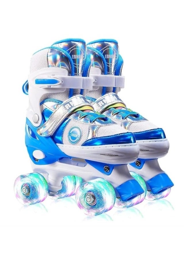 Y&D - Double Row Roller Skates for Kids Adjustable Size Breathable Design Fun Outdoor Sports Activity for Children Boys and Girls Four Wheel Roller Skating Shoes Size Available Small and Medium - Image 1