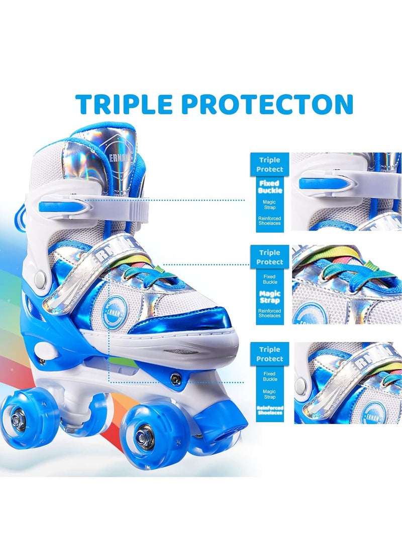 Y&D - Double Row Roller Skates for Kids Adjustable Size Breathable Design Fun Outdoor Sports Activity for Children Boys and Girls Four Wheel Roller Skating Shoes Size Available Small and Medium - Image 1