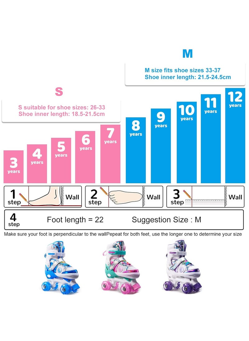 Y&D - Double Row Roller Skates for Kids Adjustable Size Breathable Design Fun Outdoor Sports Activity for Children Boys and Girls Four Wheel Roller Skating Shoes Size Available Small and Medium - Image 1